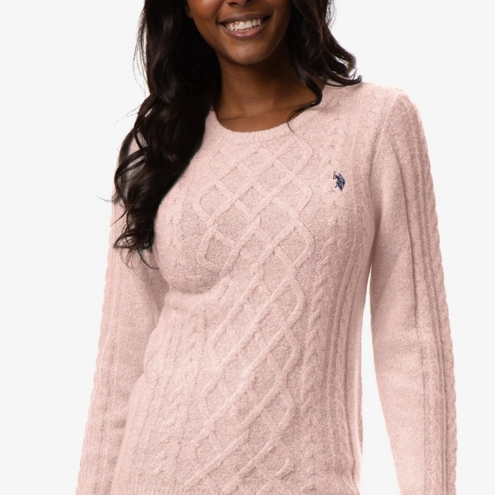 U.S. Polo Assn. Light Pink Cable Knit Sweater Size M